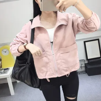 

Women Long Sleeve Jacket Coats Turn-Down Collar Casual Solid Basic Jackets Windbreaker Female Loose Jacket Outerwear