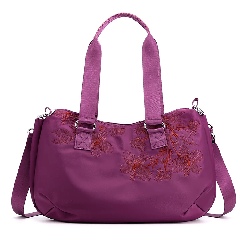 New Embroidery Women's Handbags Female Shoulder bags Messenger Bags Nylon Ladies Crossbody bag Designer Totes Bolsas Femininas - Цвет: purple
