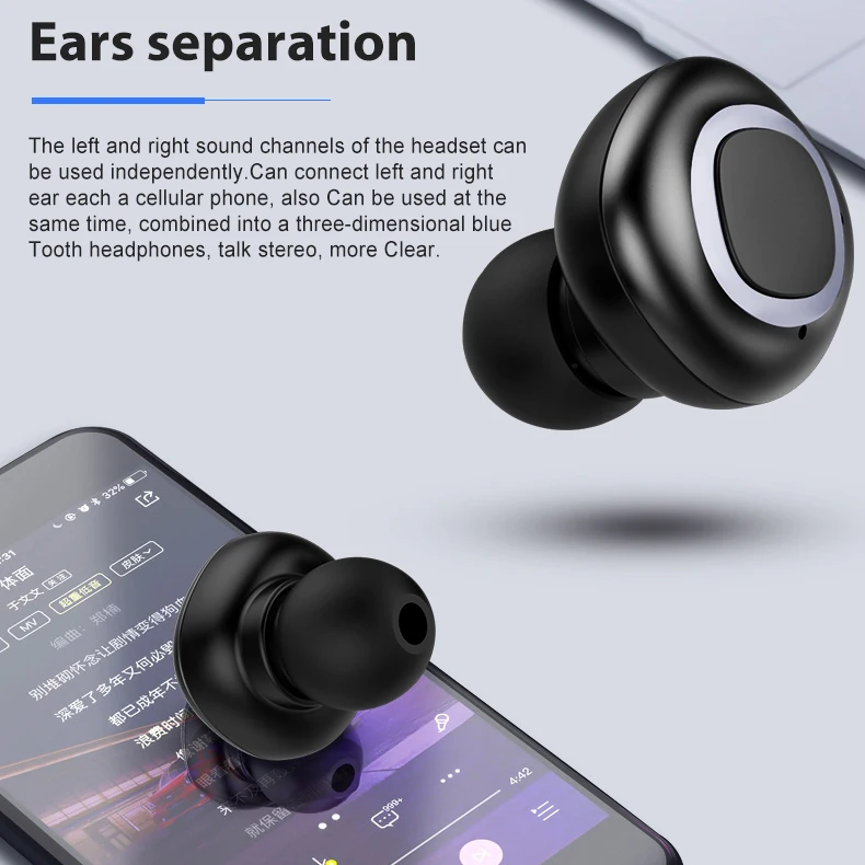 TWS Bluetooth беспроводные наушники бинауральные наушники с 2200 мАч карманным зарядным устройством наушники-вкладыши с шумоподавлением HD музыка Спортивная гарнитура