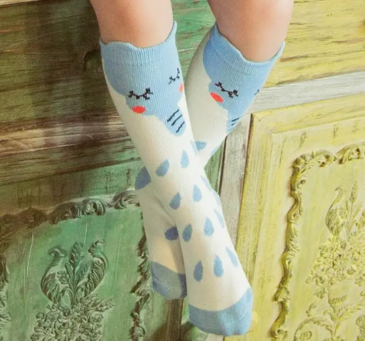 Blue elephant 1 пара, Милые Носки с рисунком лисы для малышей, Зимние гольфы для девочек и мальчиков, мягкий хлопковый носок, носки с изображением совы, медведя и животных для малышей 0-3 лет - Цвет: Blue elephant