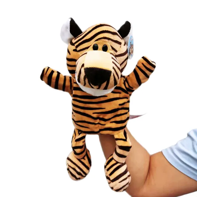 30cm Legged Animal Hand Puppet Plush Toys Wolf Lion Panda Raccoon Hand Puppets Educational Story Doll Toy for Children Kid New Tiger