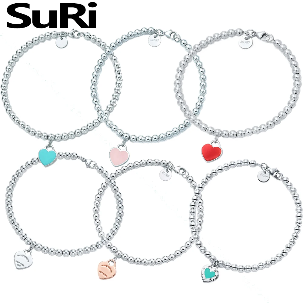 SuRi, новинка, высокое качество,,, серебро 925 пробы, Tiff, сердце, браслет для женщин, модный, классический, роскошный, свадебные ювелирные изделия