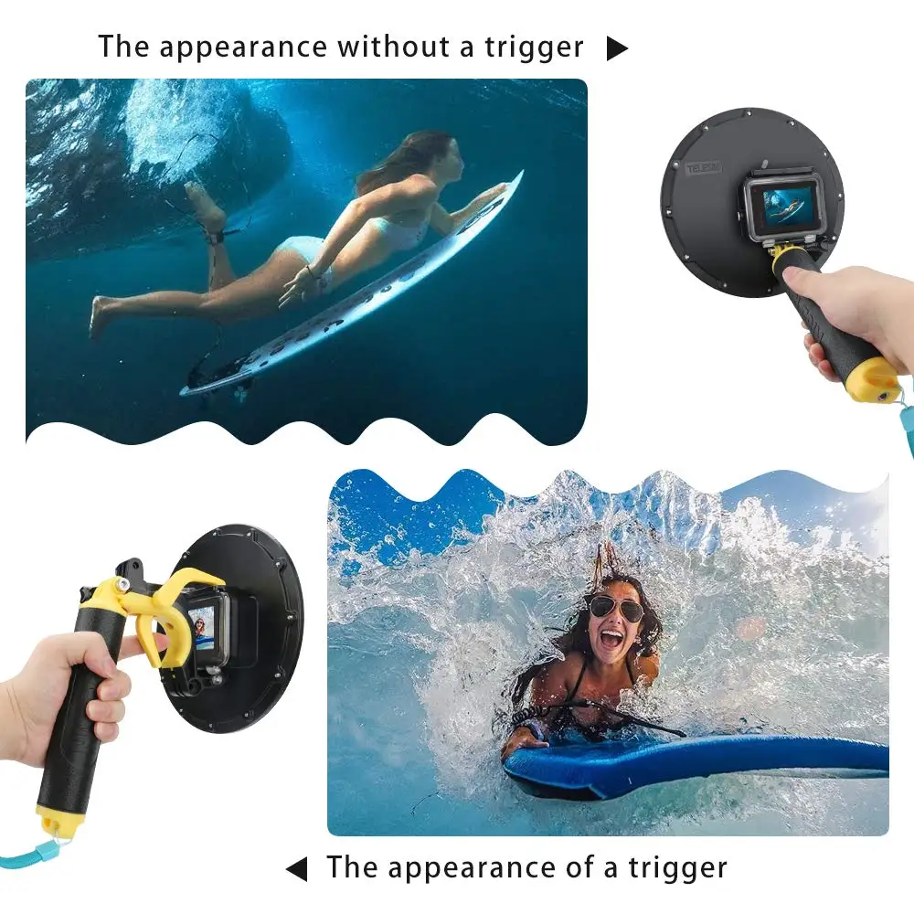 Аксессуары для GoPro Hero 8 черный подводный 6 дюймов Дайвинг купол порт с водонепроницаемым чехлом чехол+ плавающая поплавок ручка+ триггер