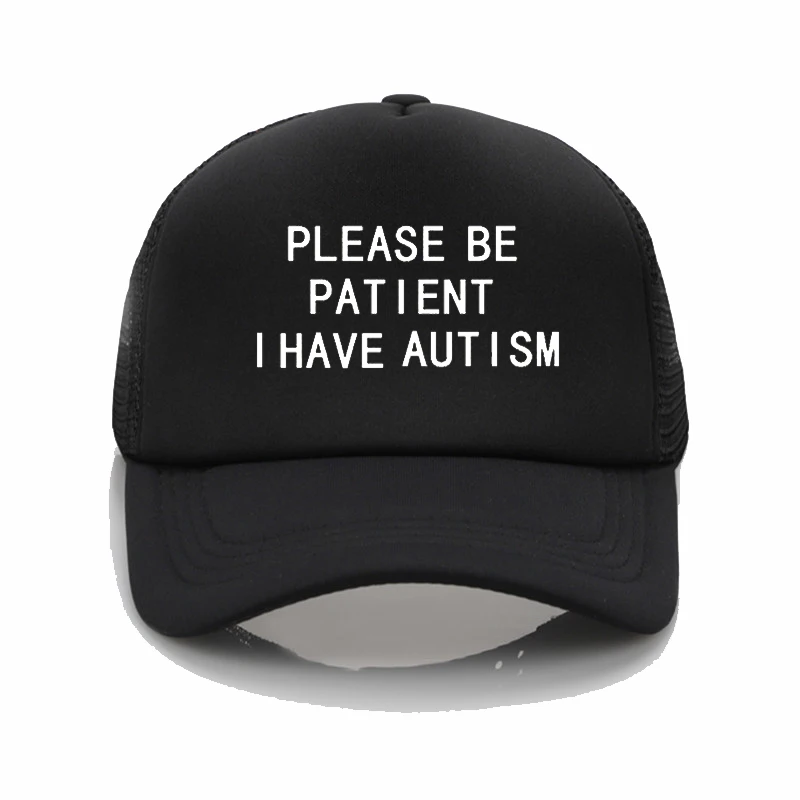 Please Be Patient I Have Autism Letter Printed gorra de beisbol de verano para parejas al aire libre gorro de malla de camionero sombreros de verano de alta calidad