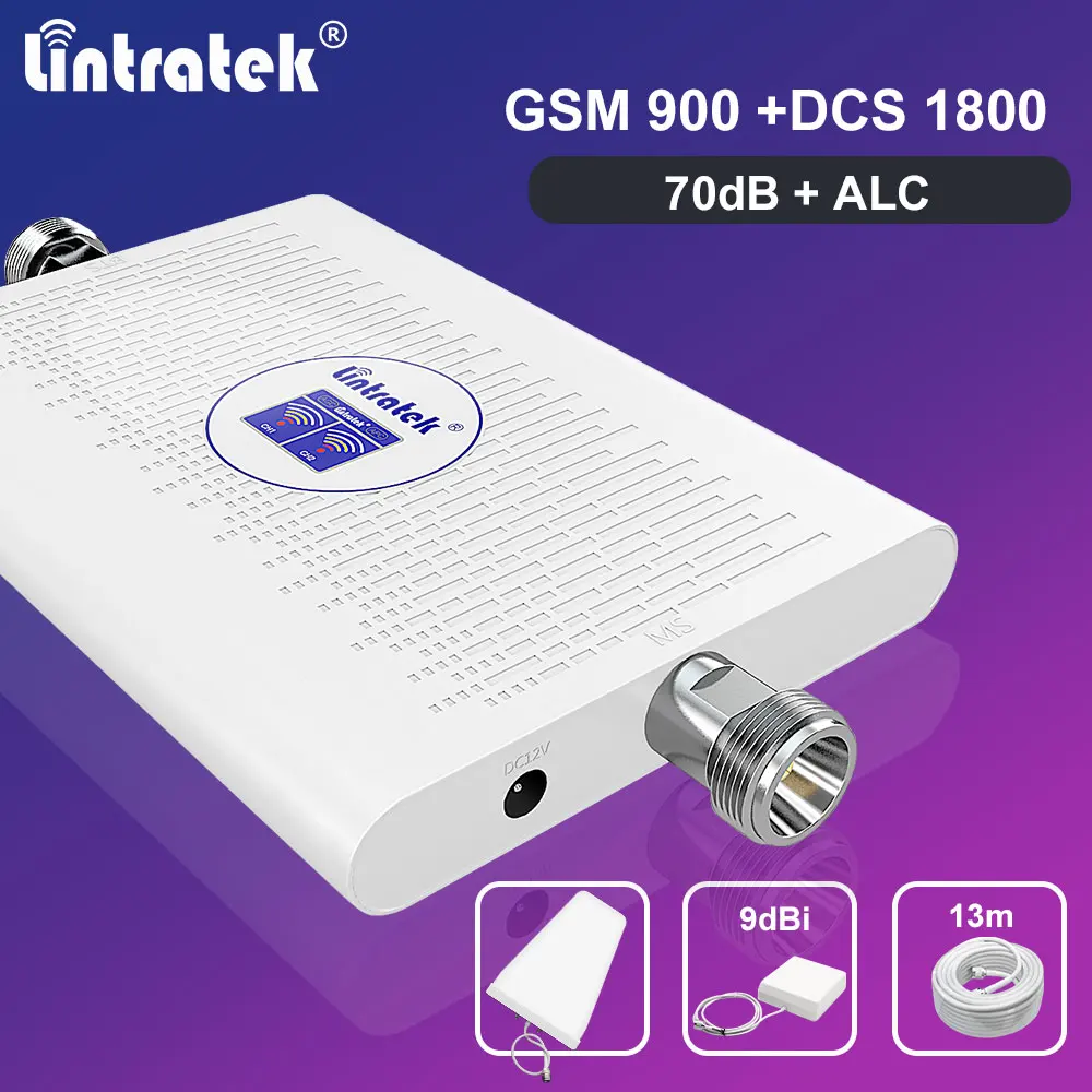 Lintratek усилитель сигнала с высоким коэффициентом усиления 4G GSM 900 мобильный DCS LTE 1800 двухдиапазонный усилитель сигнала 4G повторитель усилитель+ набор антенн