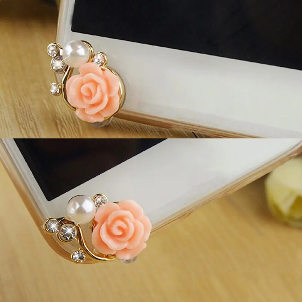 

Universal Colorful Rose Flower 3D Crystal Bead Pearl Anti Dust Plug Charms For 3.5mm Mobile Phone Headphone Dust Cap