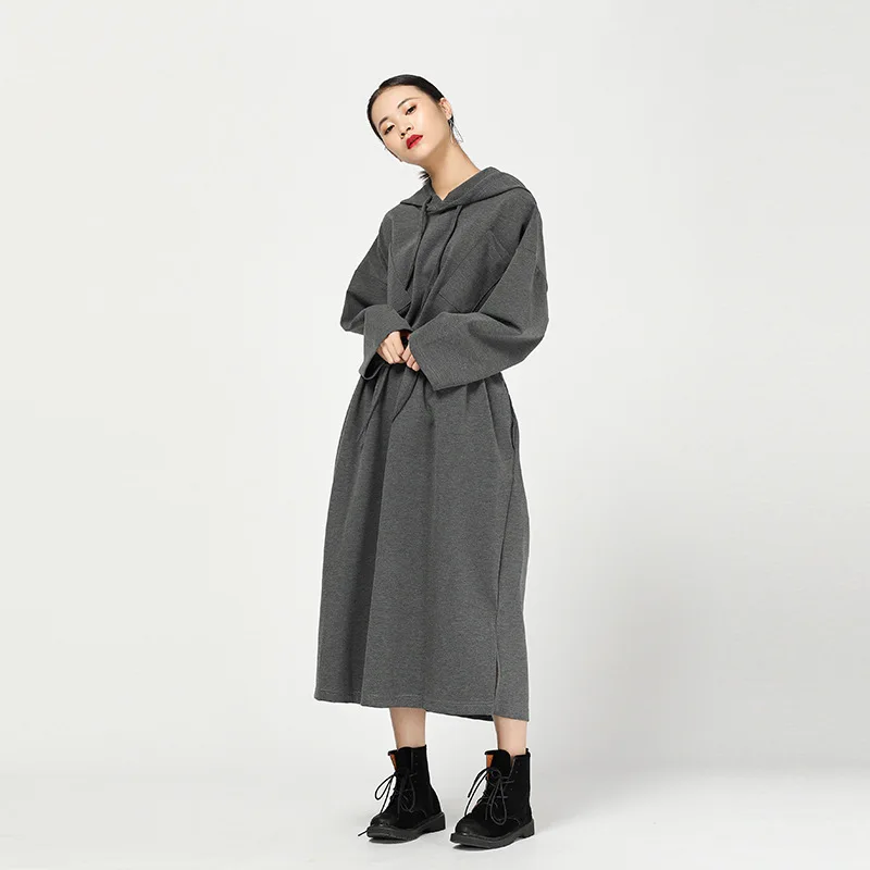 XITAO, длинные толстовки с капюшоном, платье миди, корейская мода, пуловер с карманами и завязками, дикий Джокер, осень, Раздельный пуловер ZLL1379