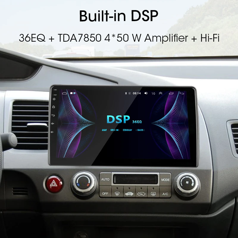 Sale 10" 2G 32G Android 8.1 4G NET WIFI RDS DSP Car Radio Multimedia Video Player for Honda Civic 2005-2011 Navigation GPS HiFi 1