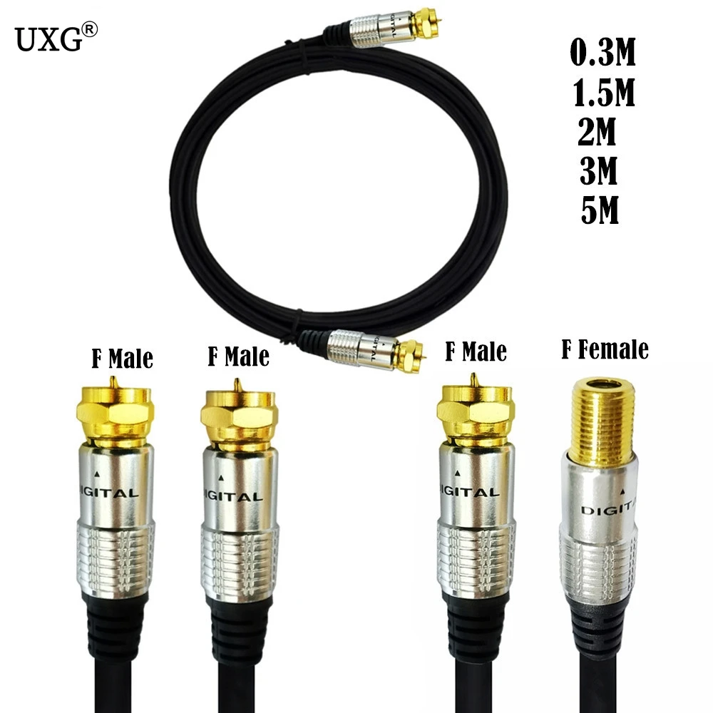 Cable de vídeo macho a hembra, receptor de satélite con cabeza F, decodificador de señal RF, cable de antena, línea de TV, tipo F macho a hembra -