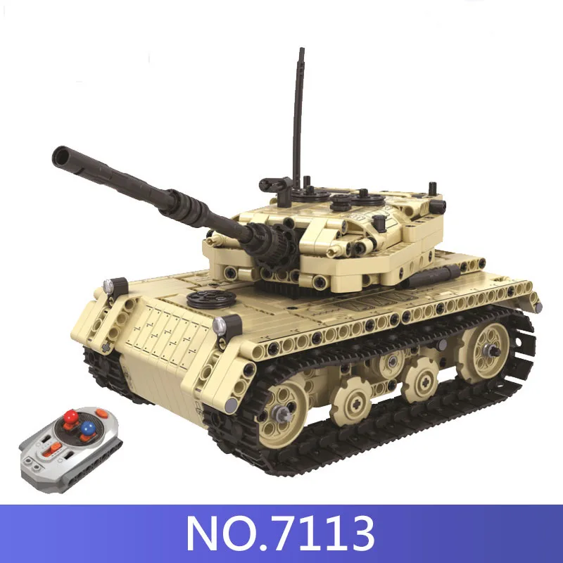 RC строительные блоки Танк 7113 759 шт армейские военные танки DIY дистанционное управление электронные обучающие игрушки Детская игрушка