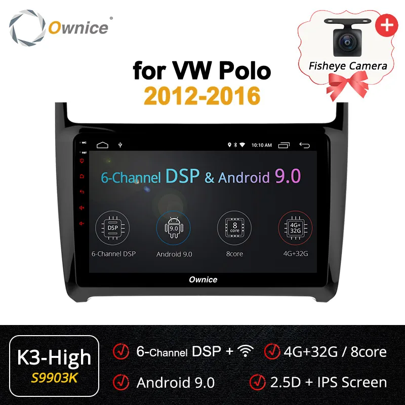 S9903 K3-High Ownice k3 k5 k6 Android 9,0 Octa 8 ядерный автомобильный DVD gps Navi для skoda VW volkswagen Polo 2012- 360 Panorama DSP 4G LTE SPDIF - Цвет: S9903 K3-High