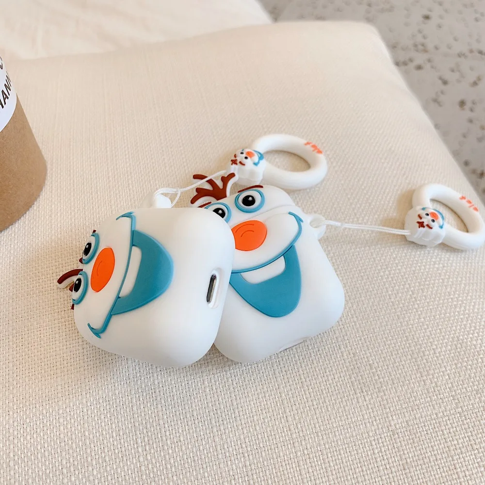 Для AirPods Pro милый 3D мультфильм Олаф чехол для наушников для AirPods 1 2 3 Bluetooth гарнитура Мягкий силиконовый чехол с кольцевым ремешком