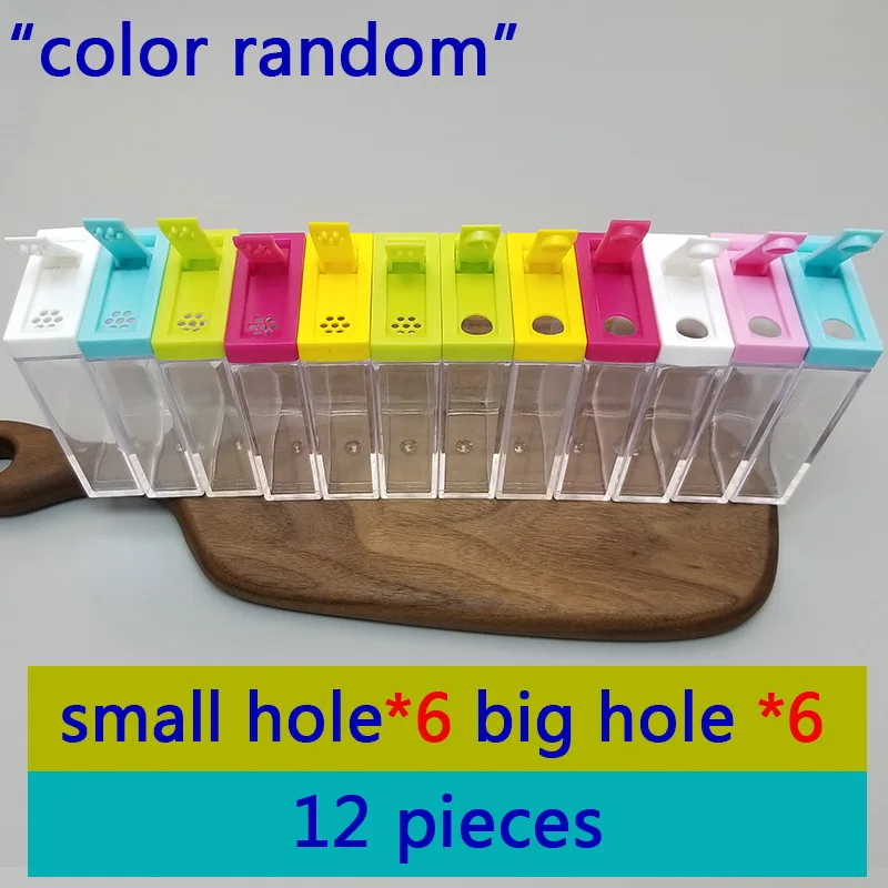 12 pcs set Приправа, кухонный ящик, хранилище специй, баночки для бутылок, прозрачный ПП, соль, перец, тмин, порошок, коробка, инструмент, соль, перец, шейкер, набор - Цвет: 12 pcs set
