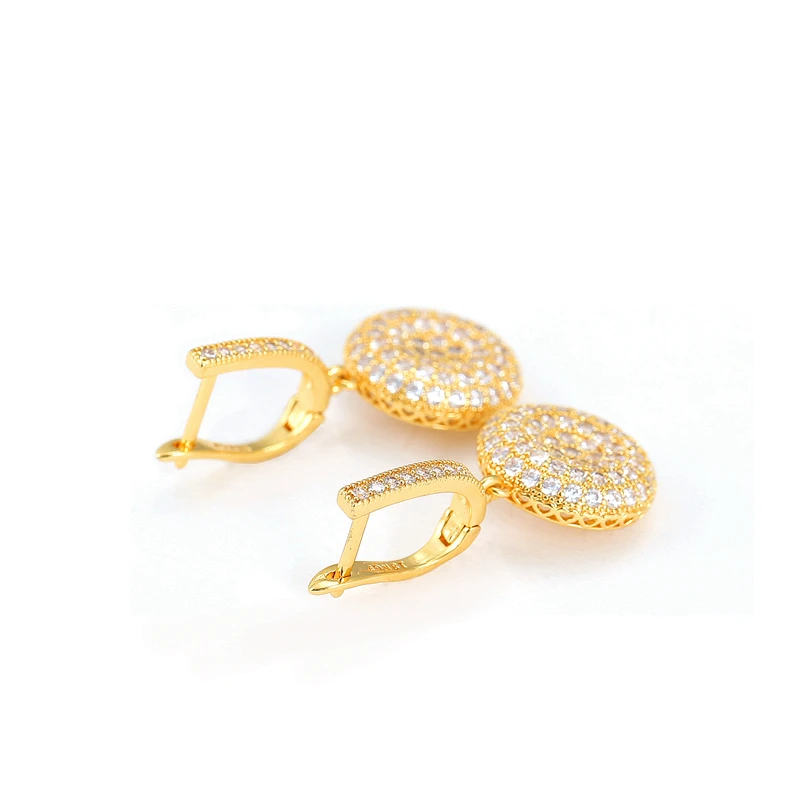 Высокое качество, микро циркониевые круглые серьги-кольца для женщин, золотой цвет, винтажные Свадебные индийские ювелирные изделия для невесты