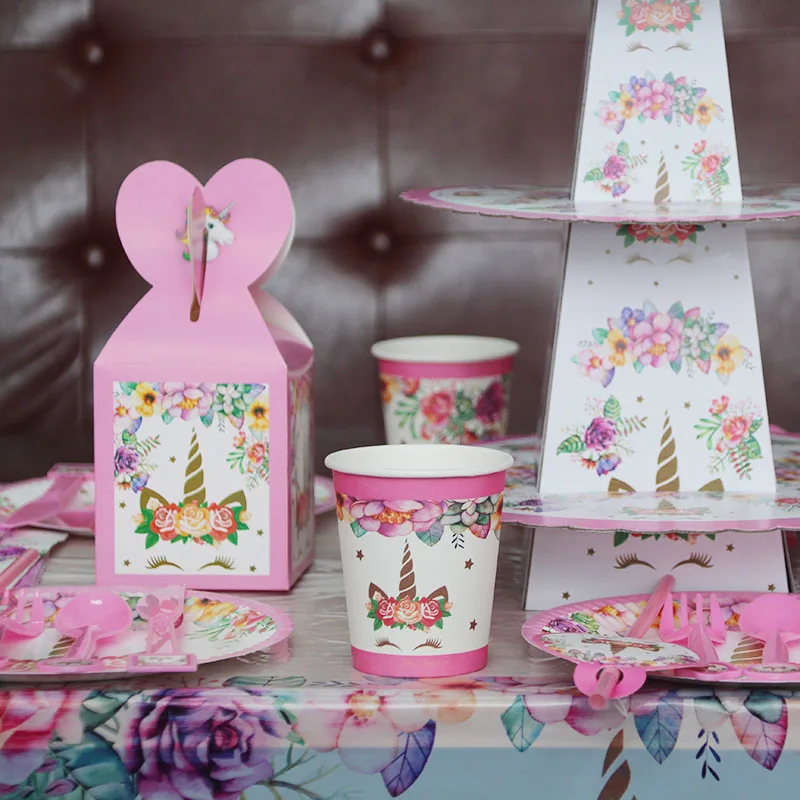 MEIDDING Unicorn Birthday Party Cupcake Display Stand Table Tableware Decor Unicorn Party Unicorn Decoration Supplies Cake Stand