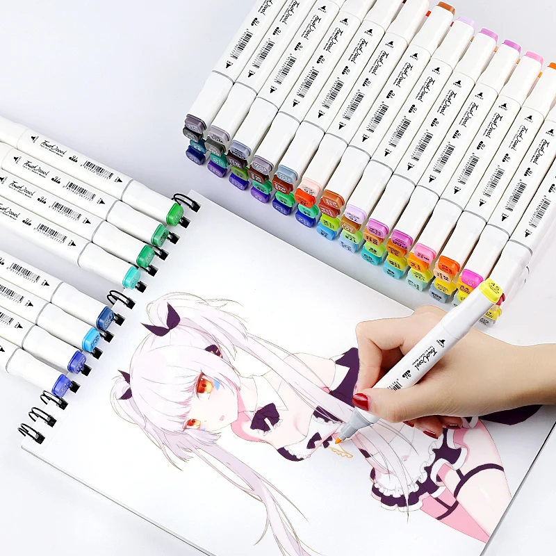 

TOUCHCOOL 168 Color Marker Manga Drawing Sketch Marker Dual Head Alcohol Brush Markers Sketch Brush Pen Art Supplies for Artist