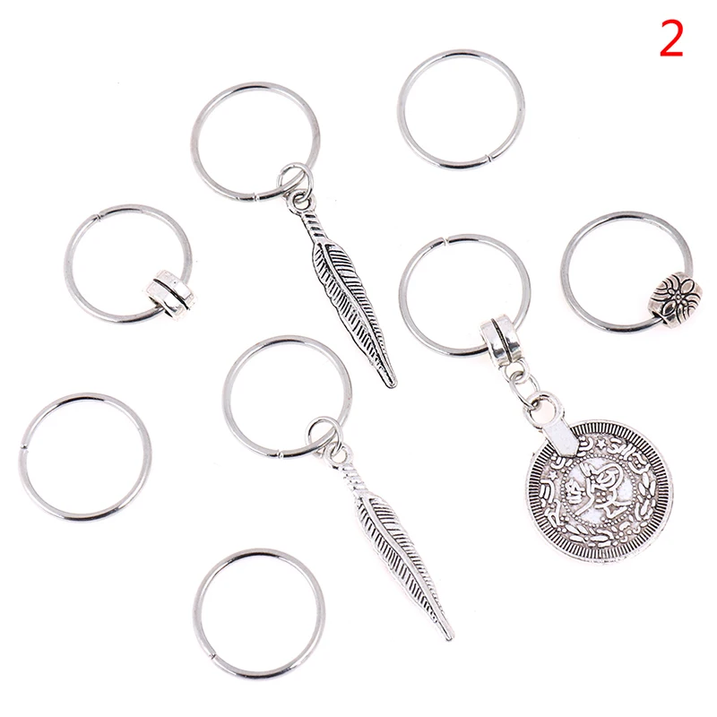 50-180pcs  Metal African Hair Rings Beads Cuffs Tubes Charms Dreadlock Dread Hair Braids Jewelry Decoration Accessories silver hair clips Hair Accessories