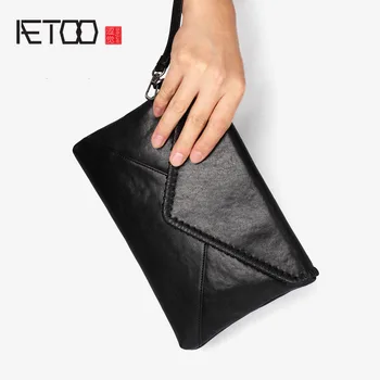 

AETOO Personality handbag, male cowhide flip-hand bag, leather mobile phone bag