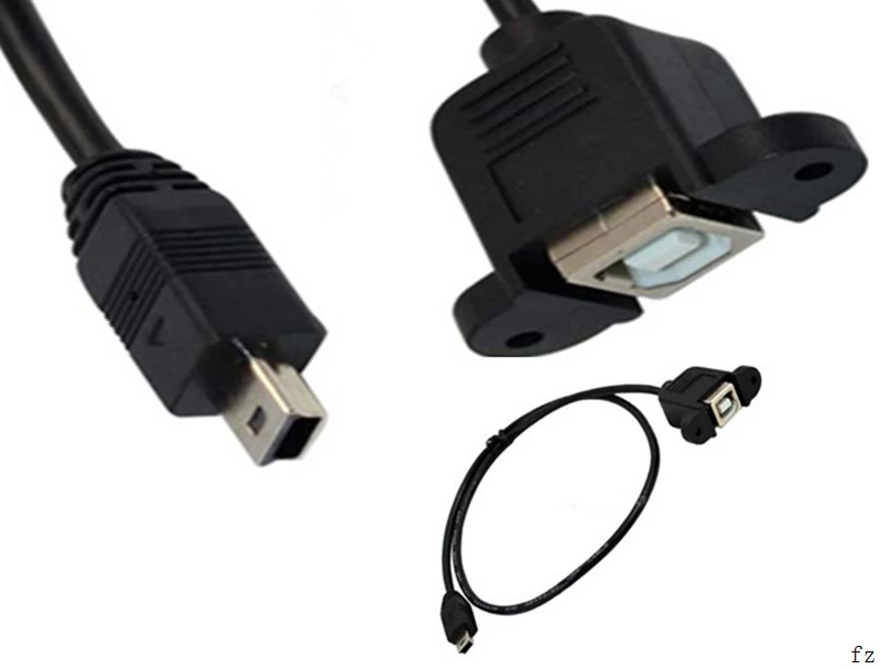 100 шт. 50 см USB 2,0 B женский принтер панель крепление к мини-usb 5pin мужской кабель