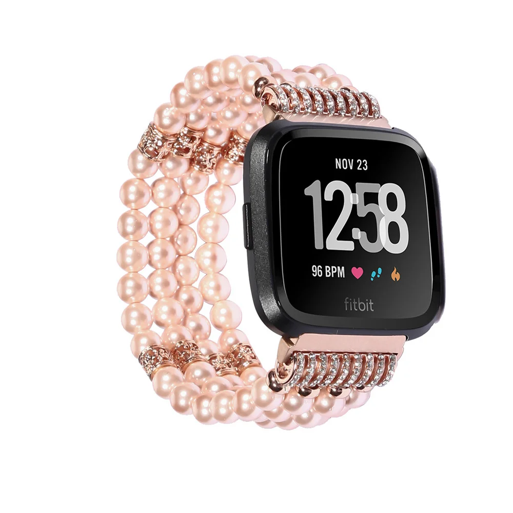Стильный жемчужный Агат бусы браслет ремешок для Fitbit Versa замена ремешок для наручных часов Смарт-часы аксессуары
