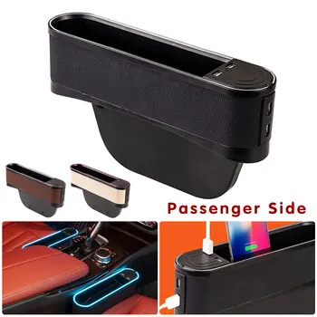 

Car Seat Side Storage Box With Light Lamb 4USB Organizer Seat Gap Case Bag Pocket Slit Holde Wallet Keys Coins Phone Recharge