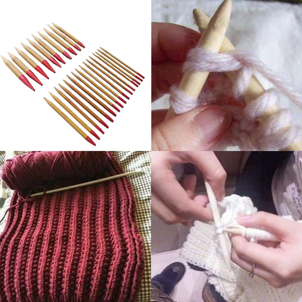 Взаимозаменяемые DIY свитер кольцо швейные иглы комплект шарф антикоррозийный вязание крючком ткачество круговой Вязание карбонизированный Бамбук ручной работы