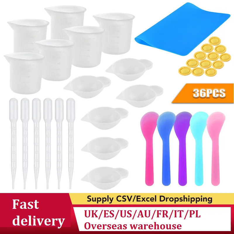 

36pcs Silicone Resin Measuring Cups Tool Kit Jewelry Resin Casting Molds Tool for Making Handmade Craft