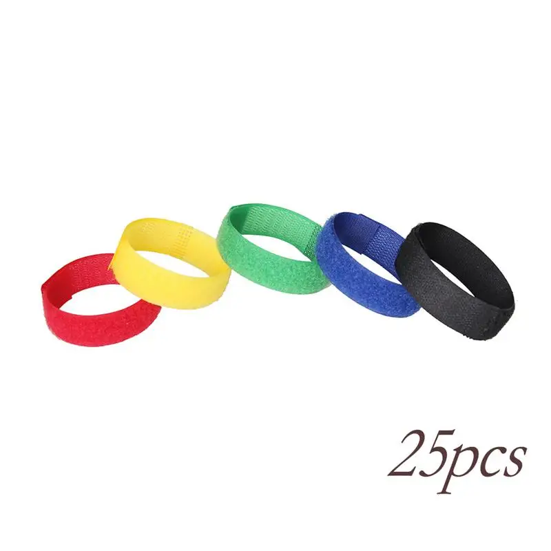 

25pcs/set Colorful Reusable Nylon Magic Tape Hook Loop Cable Cord Ties Tidy Straps Organiser Marker Straps Tie Wraps Cable