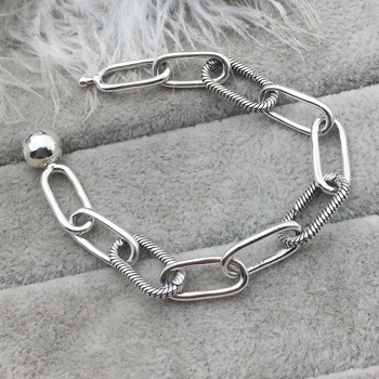 

2019 New 100% 925 Sterling Silver Me Link Bracelet Fit European Small Hole Charm Beads For Women Original DIY Jewelry Gift