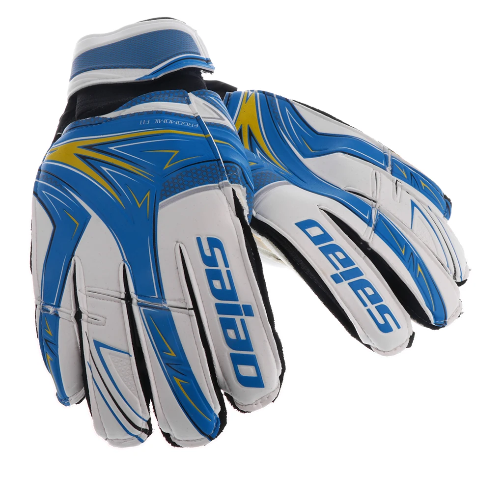 Футбольные вратарские перчатки для вратаря Pro football Finger Saver для детей младшего возраста - Цвет: Синий