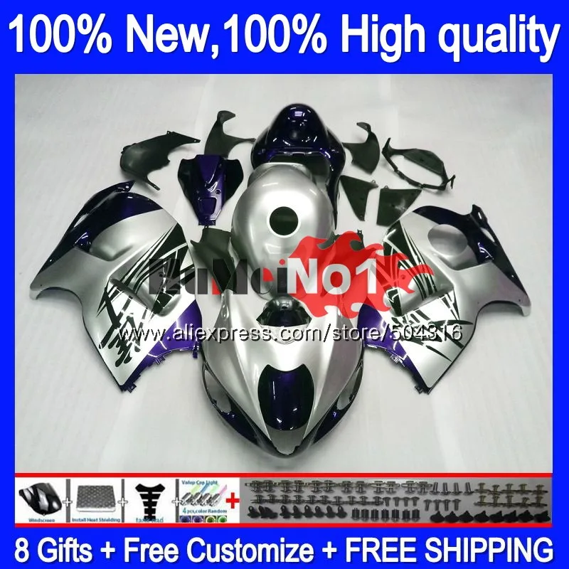 Hayabusa для SUZUKI GSXR 1300 2002 2003 2004 2005 2006 2007 28MC. 182 GSXR-1300 GSXR1300 96 02 03 04 05 06 07 серебристо-голубой обтекатель