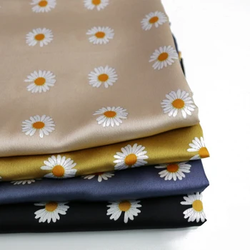 

100cm*150cm Floral Satin Dress Fabric Soft Crepe Polyester Charmeuse Tissu
