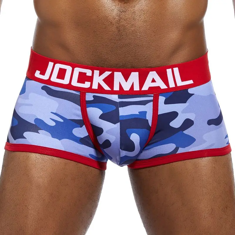 Бренд JOCKMAIL, новинка, мужское нижнее белье с камуфляжным принтом, боксеры, удобные трусы, сексуальные трусы для геев, нижнее белье для пениса - Цвет: Красный