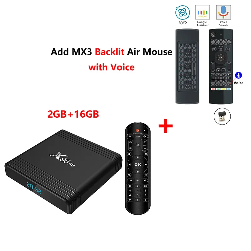 X96 Air Amlogic S905X3 Android 9,0 Smart Tv Box 4 ГБ 32 ГБ 2,4G 5G Wifi BT4.1 телеприставка 1080P 4K Netflix медиаплеер - Цвет: 2GB16GB add mx3l mic