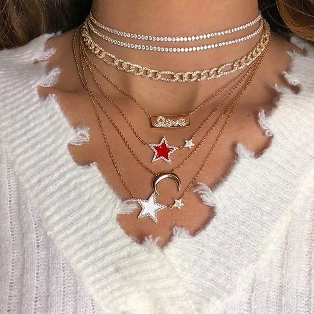 32+ 10 см Короткая Цепочка-чокер микро проложить прозрачное cz iced out bling открытая цепочка ожерелье для женщин хип-хоп ювелирные изделия