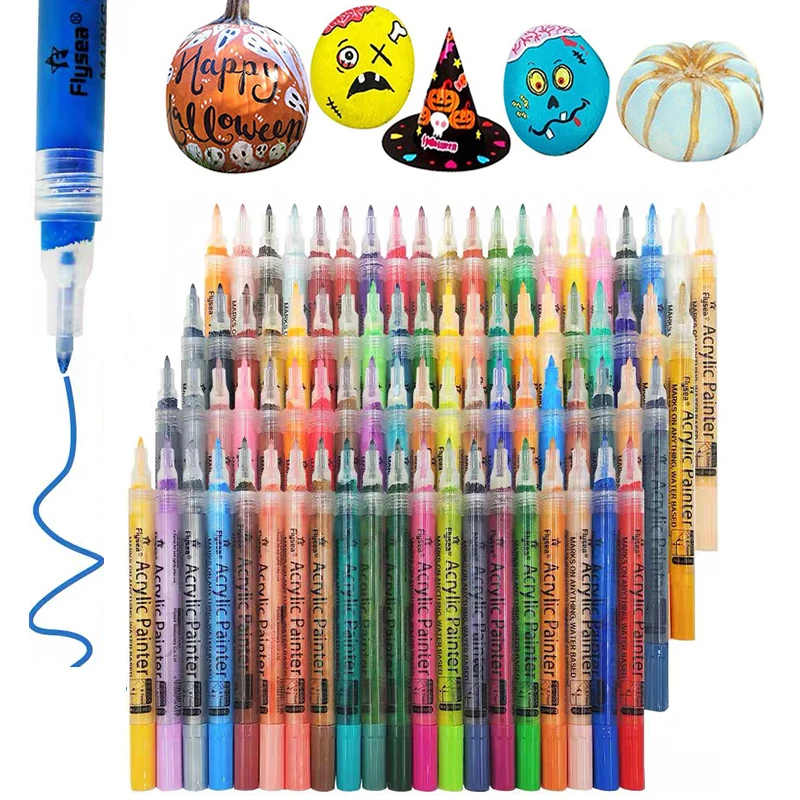 

Acrylic Paint Marker Pens 0.7mm Permanent 28-80 Colour, For Rock Painting Stone Ceramic Porcelain Mug Wood Fabric Canvas Marking