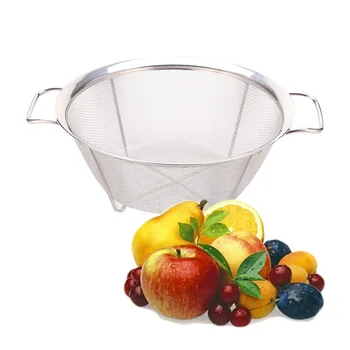 

Mesh Strainer with Handle Stainless Steel Draining Rinsing Washing Basket Vegetables Fruits Draining Tool
