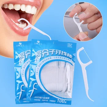 

30/50/100Pcs Disposable Dental Floss Dental Cleaning Tooth Stick 7.5cm Floss Pick Interdental Brush Dental Flosser For Teeth