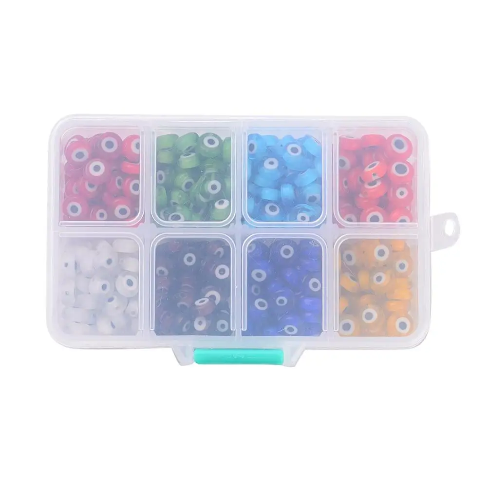 6mm 8mm Multicolor Rould/Flat Round Handmade Evil Eye Lampwork Beads  For DIY Jewelry Making