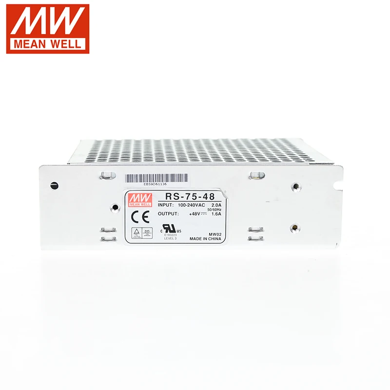 Бренд MEAN WELL представляет RS-75-48 76,8 W 48V Переключая Питание 110 V/220 V AC к 48В DC 1.6A Мощность блок 5G Viberation трансформатор