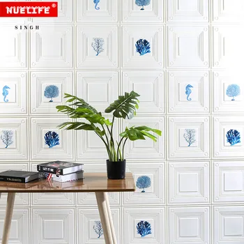 

Mediterranean style foam wall stickers sailing waterproof anti-collision soft package living room bedroom decoration 3D stickers