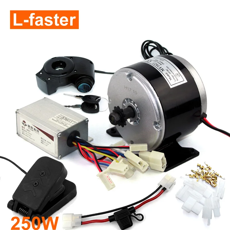 24V 250W Электрический высокоскоростной мотор MY1016 с педали газа и переключателями