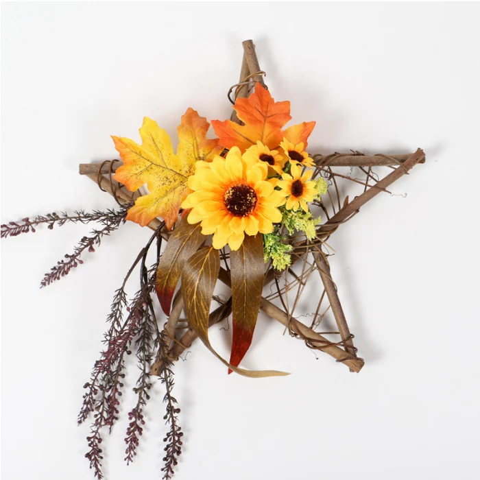 Artificial Fake Sunflower Leaf Hanging Wreath Front Door Party Home Decor GQ999