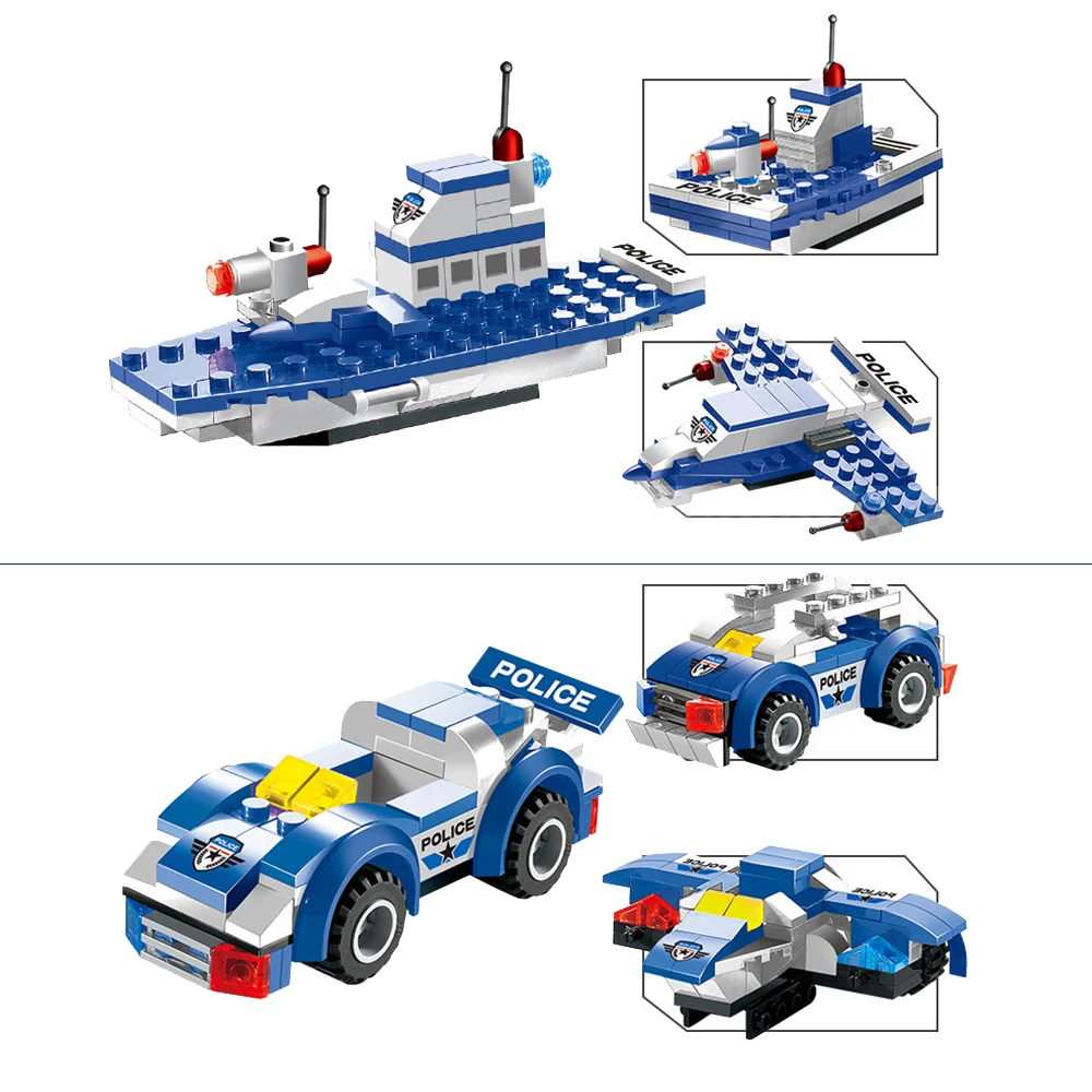 Cena 762 sztuk zestaw klocków 8 w 1 Robot samolot samochód policja miejska SWAT Creator Playmobil Juguetes edukacyjne zabawki dla dzieci