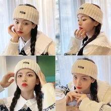 

2022 Women Solid Knitting Headband Winter Warm Thick Sport Yoga Elastic Hair Band Wide Turban Headwear Sweet Hair Accessories