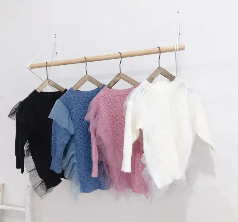 Вязаное платье в Корейском стиле с оборками для девочек модные осенние хлопковые платья для девочек от 1 до 6 лет HW536