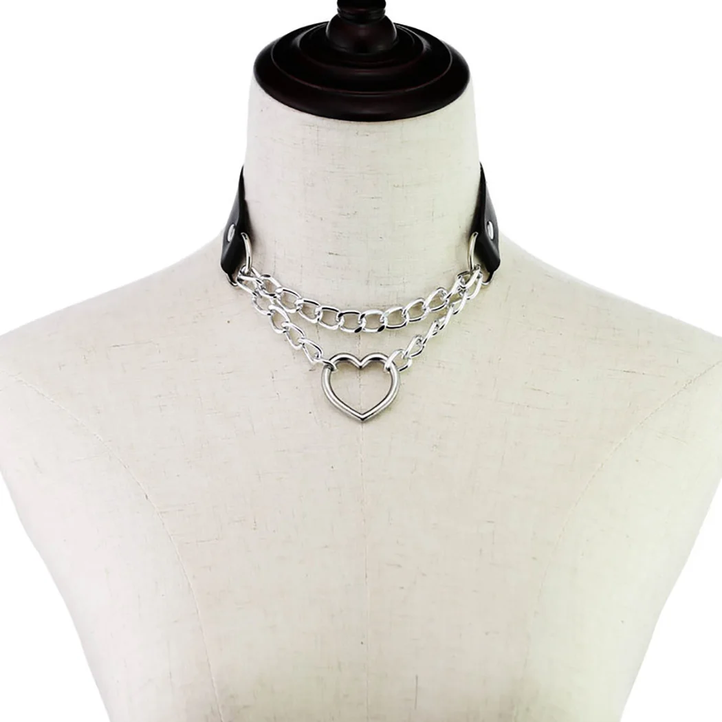 Collier Ras Du Cou En Cuir PU Flexible, Unisexe, Punk Gothique, Avec Anneaux Toriques, Chaînes, Bijoux De Fête, Club De Rock, Accessoires Exotiques