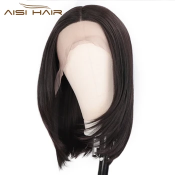 

AISI HAIR Middle Part Straight Wig Black Wig Synthetic Lace Front Wig For Black Women Heat Resistant Fiber Natural Looking Wig