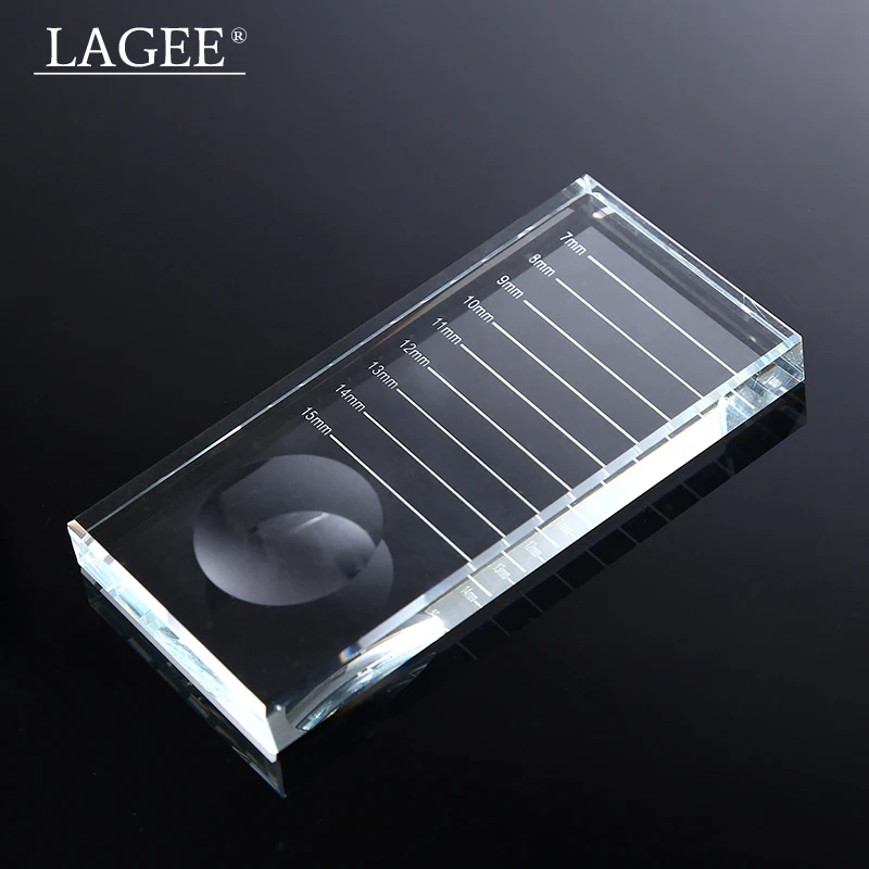 

LAGEE Rectangular Crystal Glass grafting station flat curved Makeup Tool School Beauty Clear lash Holder Applicators