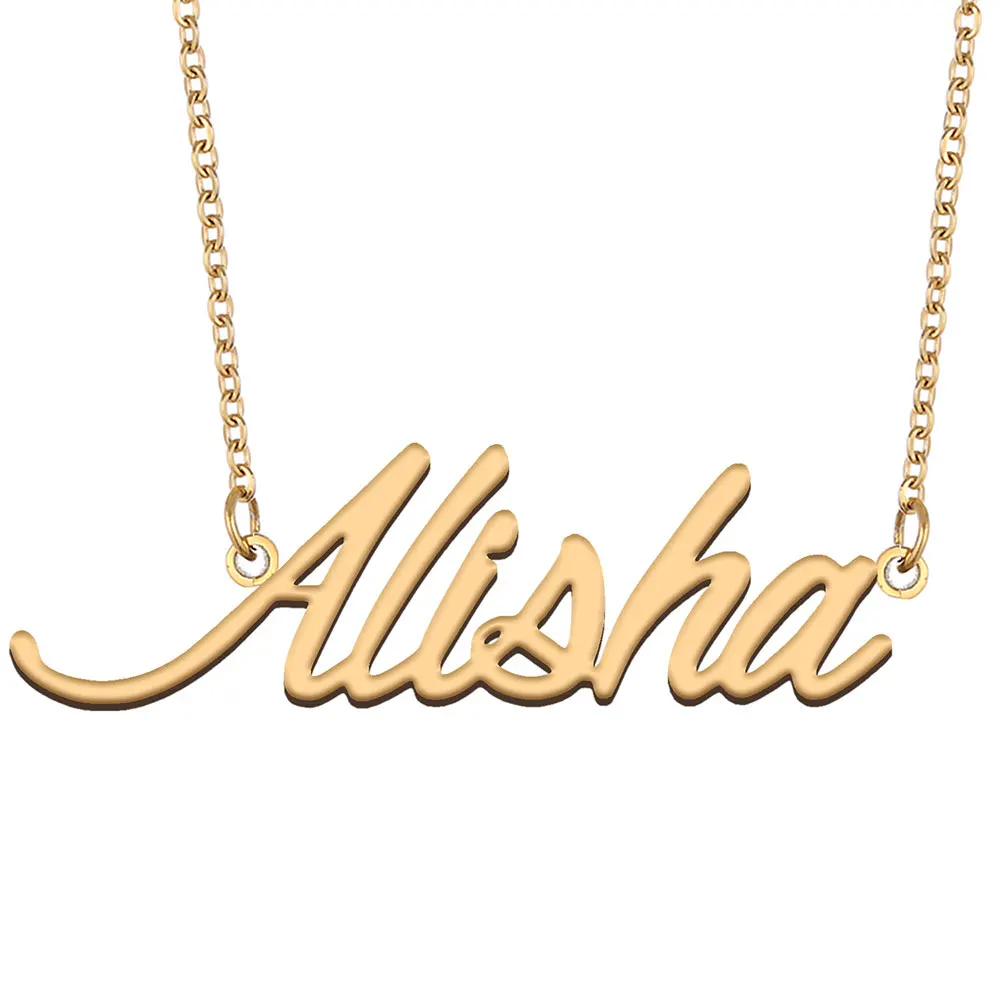 

Alisha Name Necklace for Women Personalized Stainless Steel Jewelry Gold Plated Nameplate Pendant Femme Mothers Girlfriend Gift